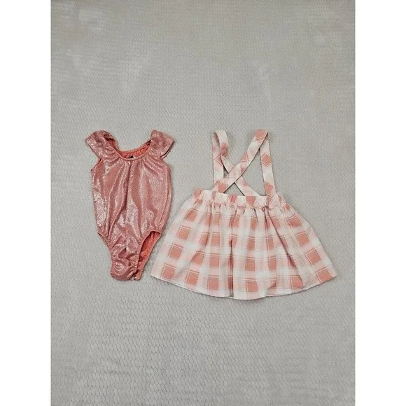 Baileys Blossoms Dress & Body Suit Babygirls 9/12 Months Shimmer & Plaid - Picture 7 of 8